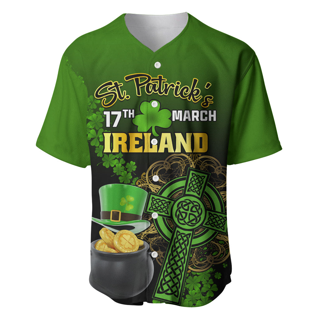 Leprechaun Hat Gold Coins St Patricks Day Personalized Baseball Jersey With Irish Celtic Shamrock - Wonder Print Shop