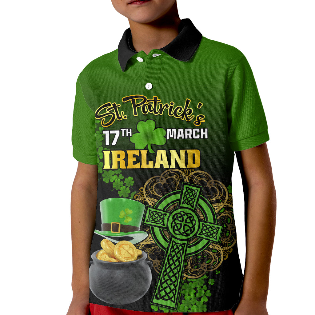 Leprechaun Hat Gold Coins St Patricks Day Personalized Kid Polo Shirt With Irish Celtic Shamrock - Wonder Print Shop