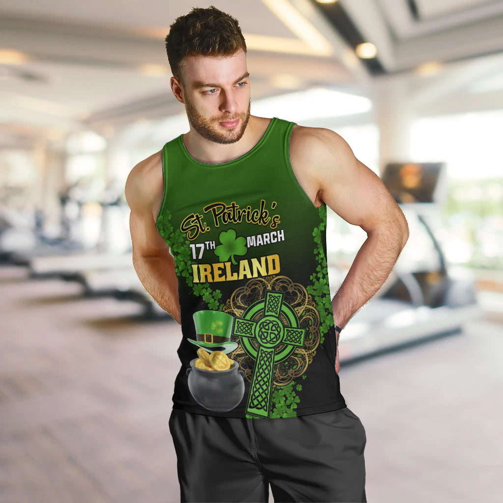 Leprechaun Hat Gold Coins St Patricks Day Personalized Men Tank Top With Irish Celtic Shamrock - Wonder Print Shop