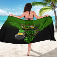 St. Patrick's Day sarong back view with green clovers, cauldron, and 'IRELAND' text