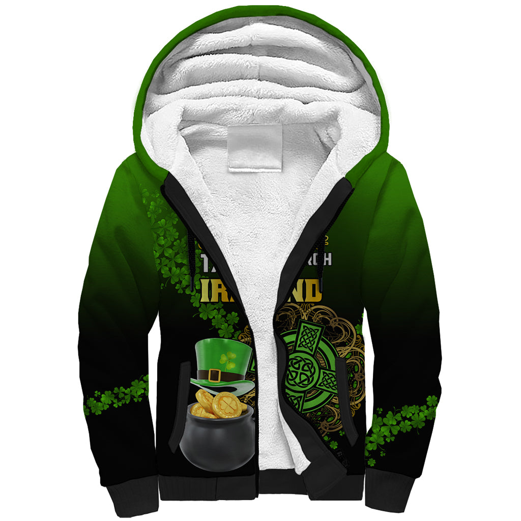 Leprechaun Hat Gold Coins St Patricks Day Personalized Sherpa Hoodie With Irish Celtic Shamrock - Wonder Print Shop