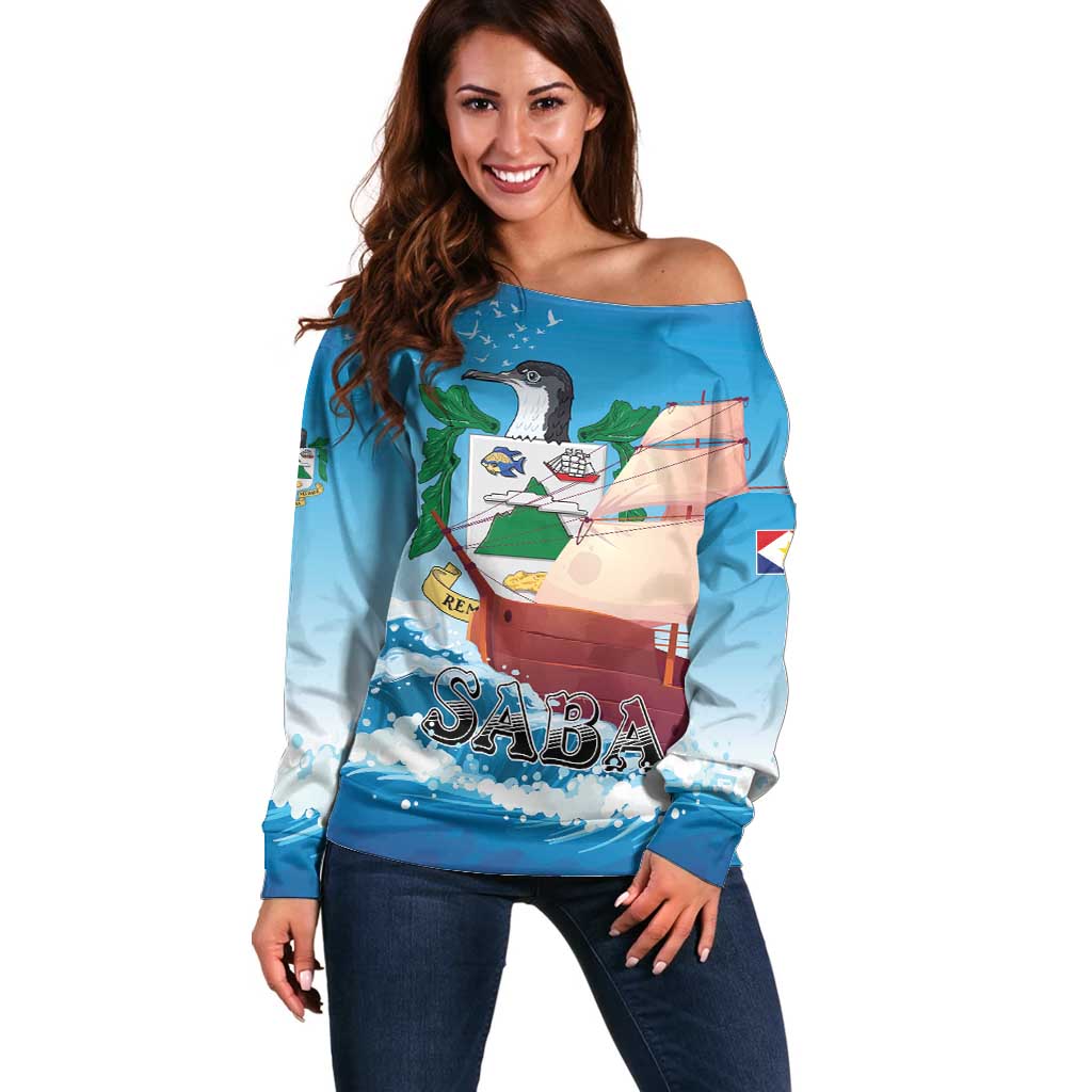 Personalized Saba Off Shoulder Sweater Sailboat Remis Velisque