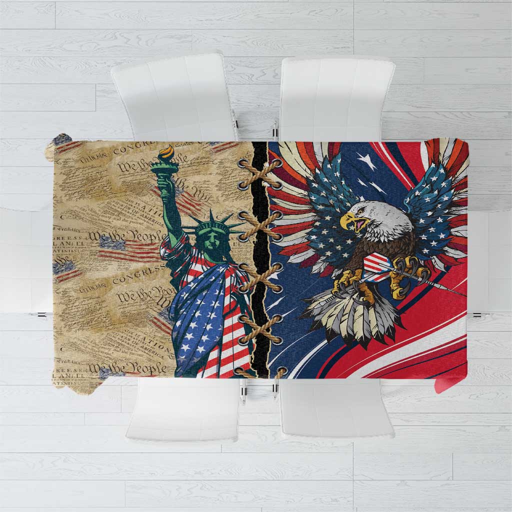 USA Eagle Statue of Liberty Tablecloth American Patriotic Spirit - Wonder Print Shop