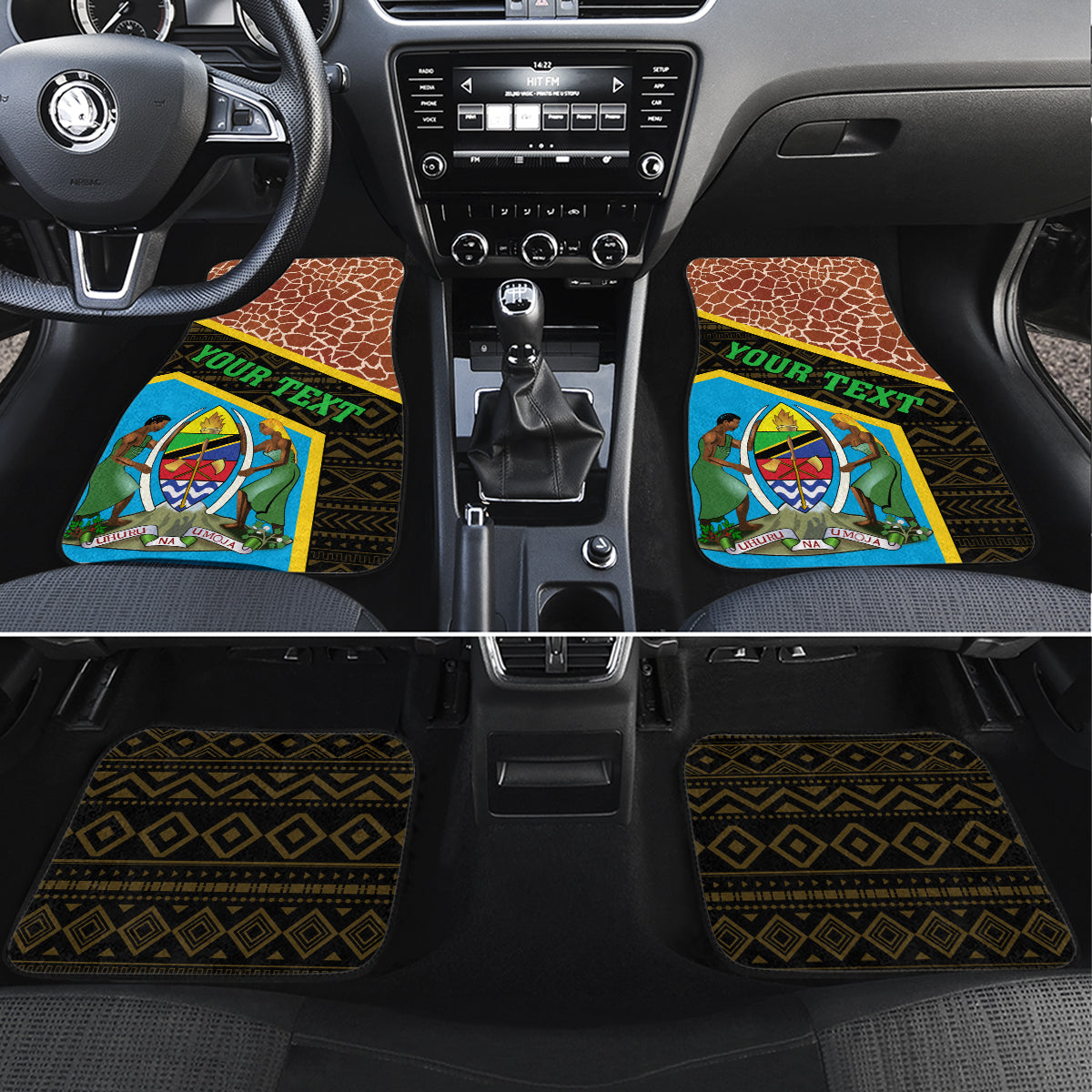 Tanzania Union Day 2024 Car Mats Uhuru na Umoja Giraffe Pattern - Wonder Print Shop