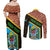 Tanzania Union Day 2024 Couples Matching Off Shoulder Maxi Dress and Long Sleeve Button Shirt Uhuru na Umoja Giraffe Pattern - Wonder Print Shop