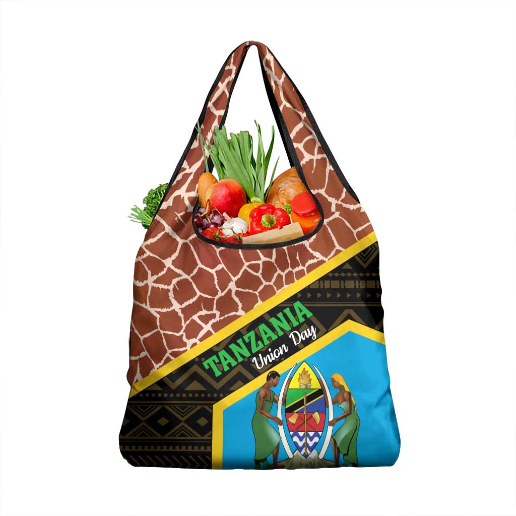 Tanzania Union Day 2024 Grocery Bag Uhuru na Umoja Giraffe Pattern