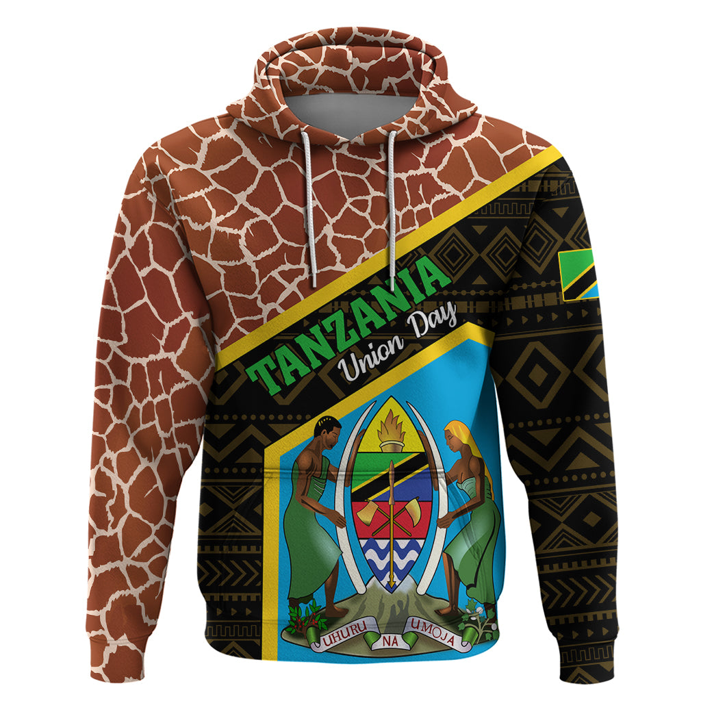 Tanzania Union Day 2024 Hoodie Uhuru na Umoja Giraffe Pattern - Wonder Print Shop