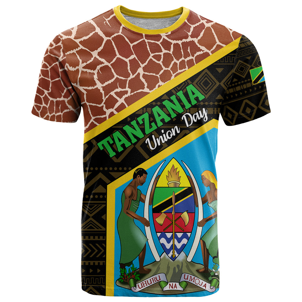 Tanzania Union Day 2024 T Shirt Uhuru na Umoja Giraffe Pattern - Wonder Print Shop