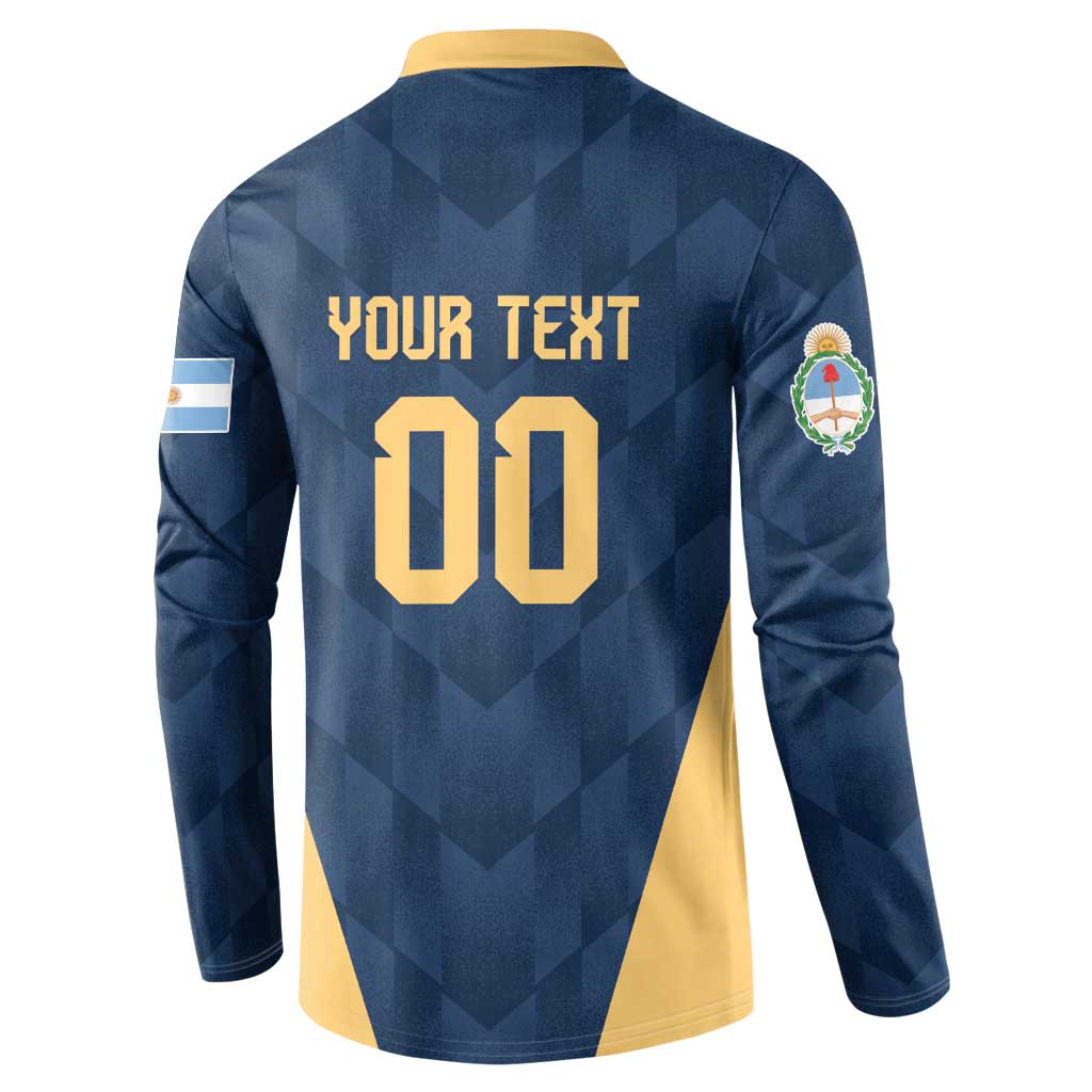 Blue Argentina basketball sweatshirt back with yellow YOUR TEXT and number 00