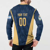 Back view: blue basketball sweatshirt with yellow YOUR TEXT 00 and side panel