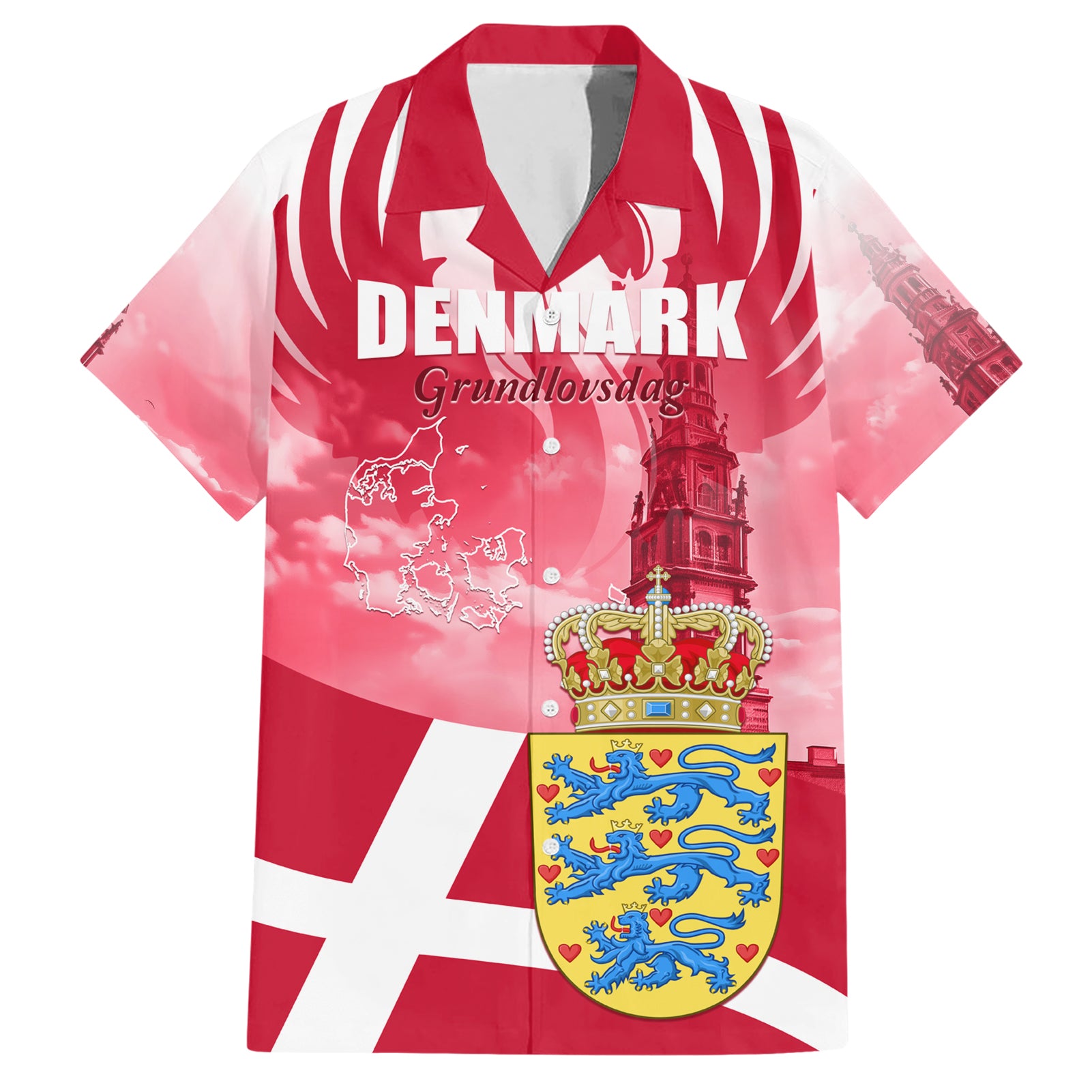 Denmark Constitution Day 2024 Hawaiian Shirt Grundlovsdag 5th June - Wonder Print Shop