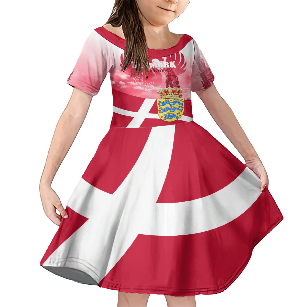 Denmark Constitution Day 2024 Kid Short Sleeve Dress Grundlovsdag 5th June - Wonder Print Shop