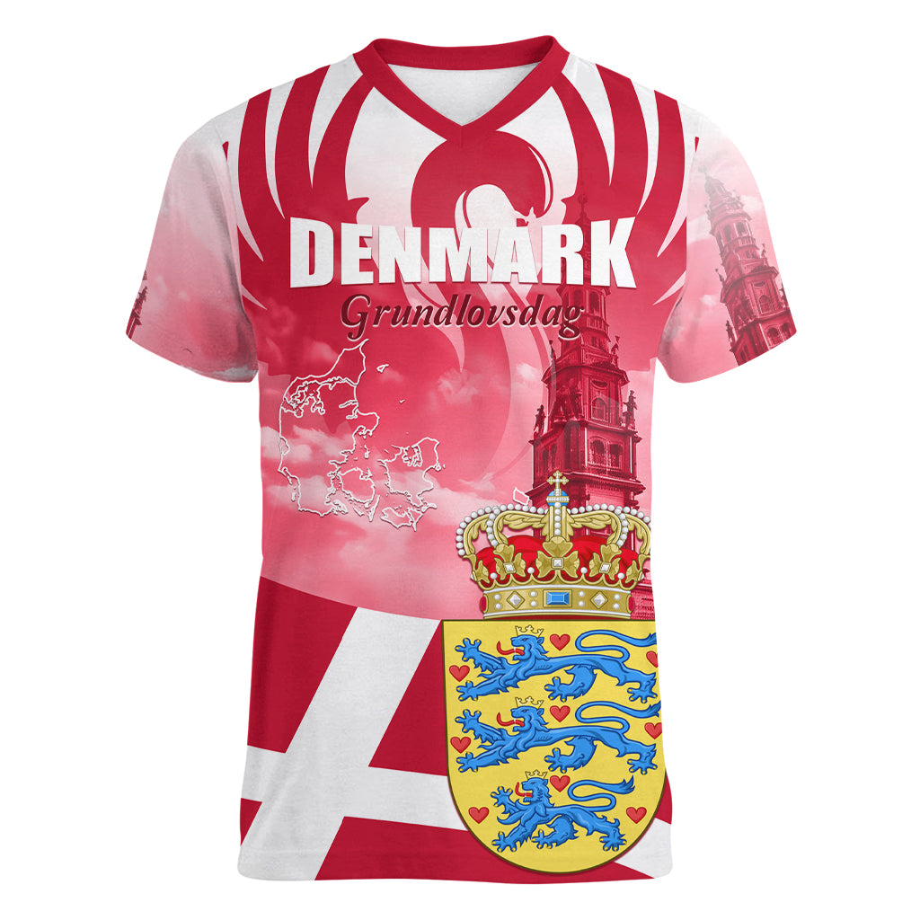 Denmark Constitution Day 2024 Women V-Neck T-Shirt Grundlovsdag 5th June