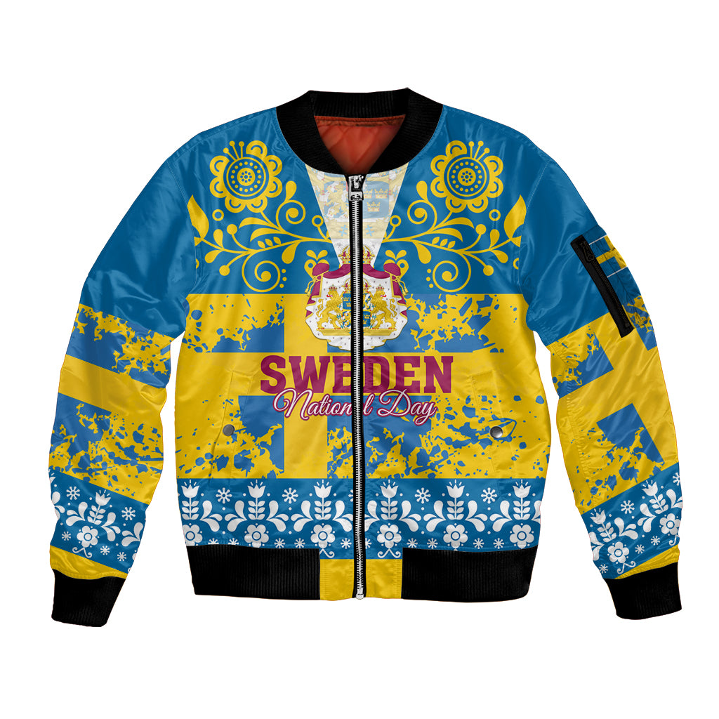 Sweden National Day 2024 Sleeve Zip Bomber Jacket Svenska Flaggans Dag