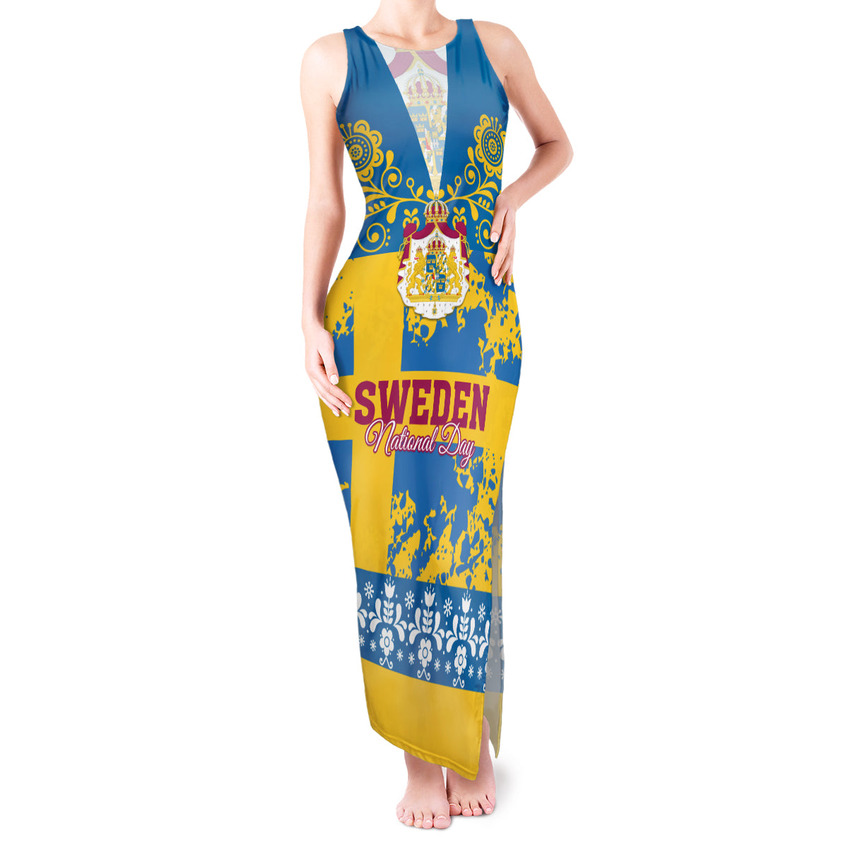 Sweden National Day 2024 Tank Maxi Dress Svenska Flaggans Dag