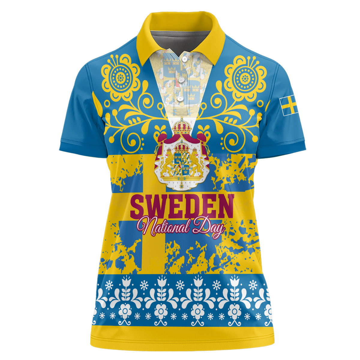 Sweden National Day 2024 Women Polo Shirt Svenska Flaggans Dag