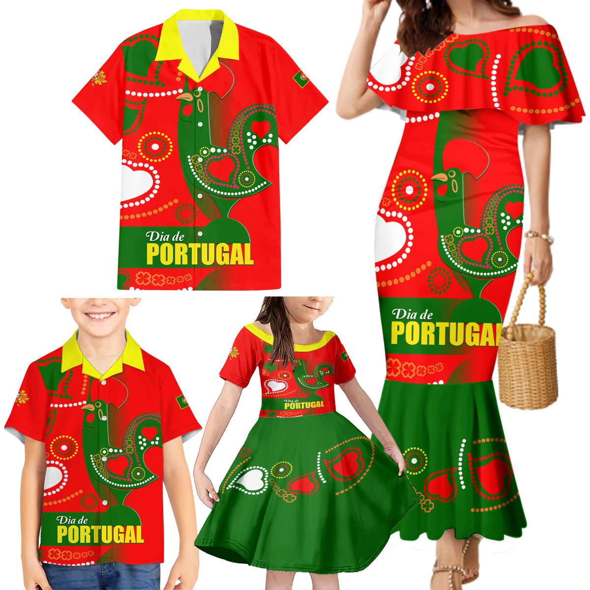 Portugal Day 2024 Family Matching Mermaid Dress and Hawaiian Shirt de Camoes e das Comunidades Portuguesas - Wonder Print Shop