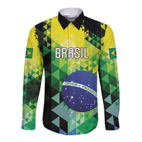Personalized Brasil Long Sleeve Button Shirt Dynamic Sporty Style