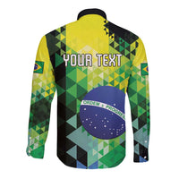 Personalized Brasil Long Sleeve Button Shirt Dynamic Sporty Style