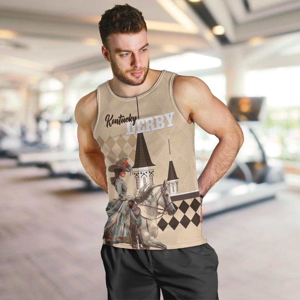 Personalized Kentucky Horse Racing Men Tank Top Derby Lady Riding Horse Twin Spires - Wonder Print Shop