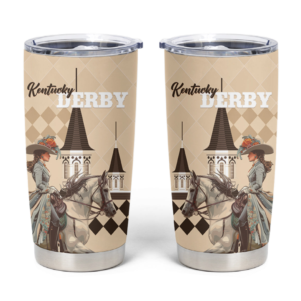 Kentucky Horse Racing Tumbler Cup Derby Lady Riding Horse Twin Spires - Wonder Print Shop