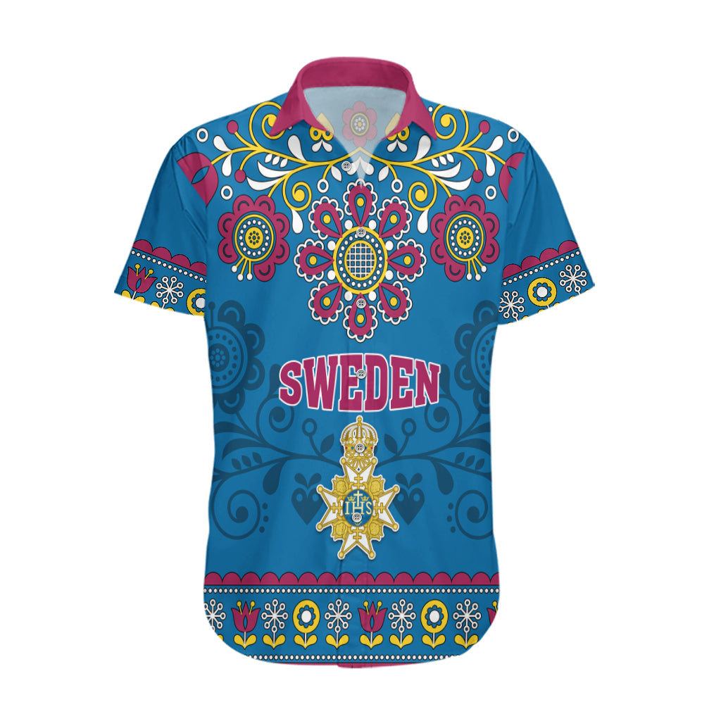 Sweden Hawaiian Shirt Swedish Three Crown Mix Scandinavian Flowers - Wonder Print Shop