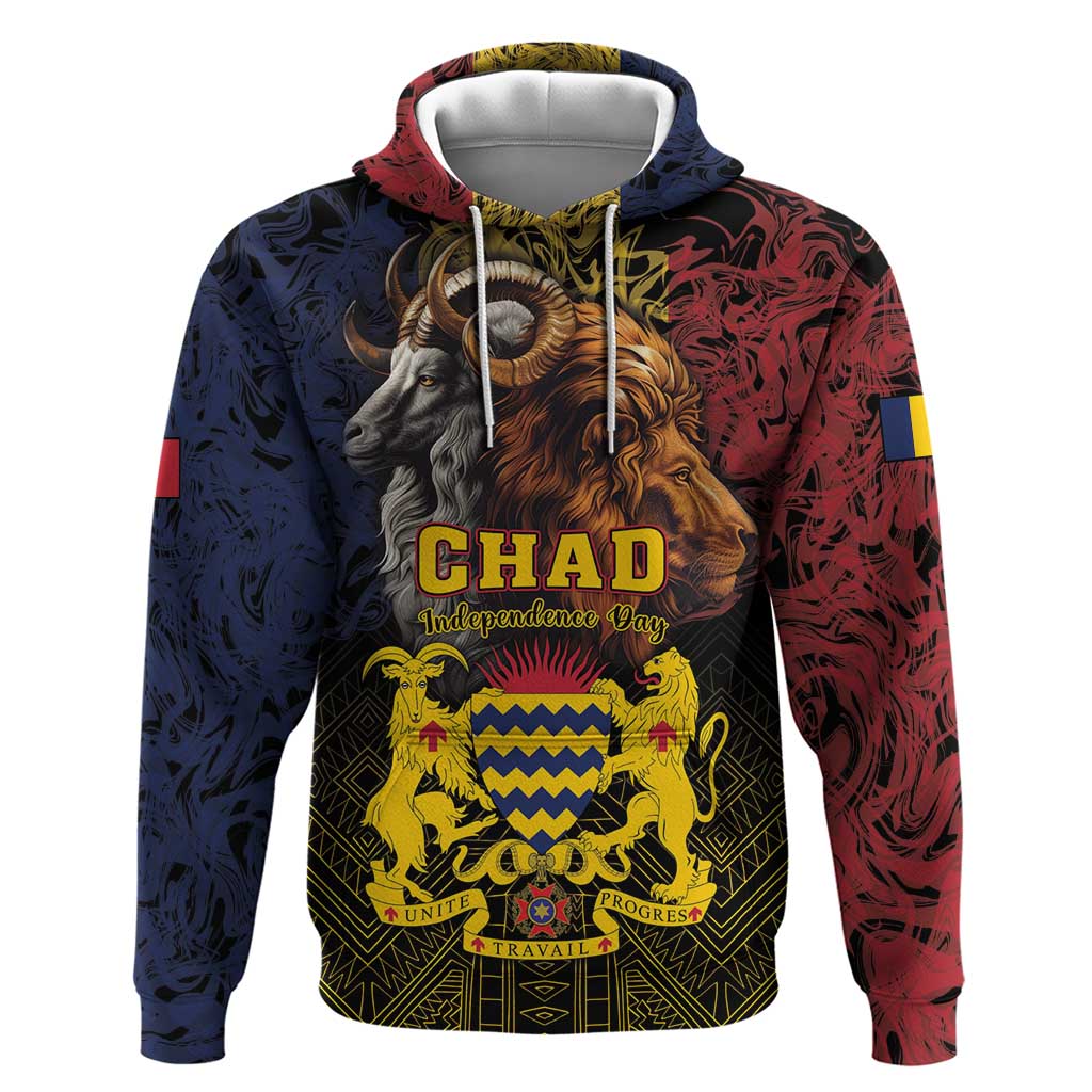 Chad Independence Day 1960 Hoodie Tchad Goat and Lion African Pattern - Wonder Print Shop