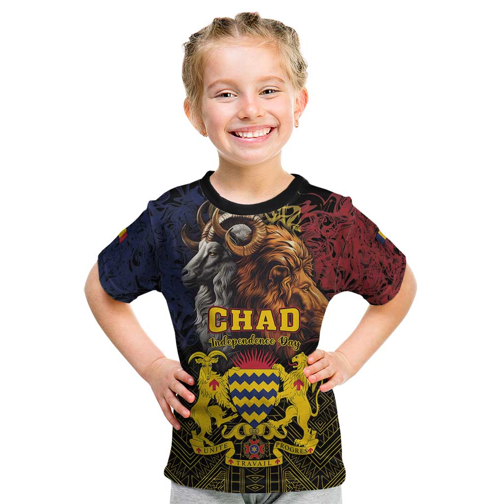 Chad Independence Day 1960 Kid T Shirt Tchad Goat and Lion African Pattern - Wonder Print Shop