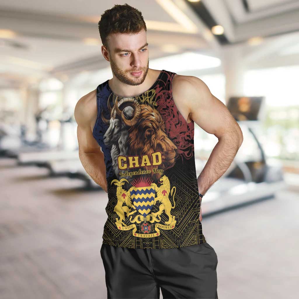 Chad Independence Day 1960 Men Tank Top Tchad Goat and Lion African Pattern - Wonder Print Shop