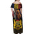 Chad Independence Day 1960 Off Shoulder Maxi Dress Tchad Goat and Lion African Pattern - Wonder Print Shop