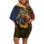 Chad Independence Day 1960 Off Shoulder Short Dress Tchad Goat and Lion African Pattern - Wonder Print Shop