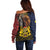 Chad Independence Day 1960 Off Shoulder Sweater Tchad Goat and Lion African Pattern - Wonder Print Shop