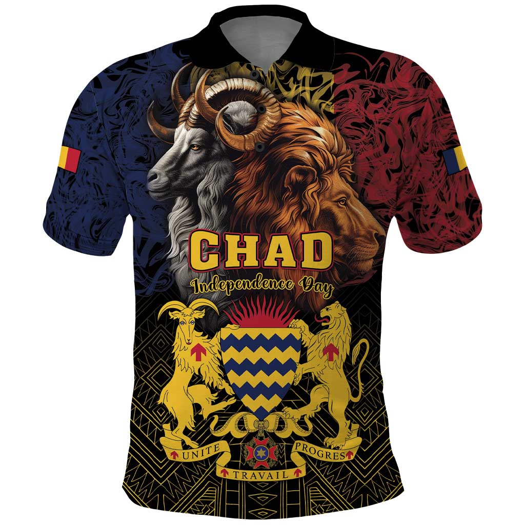 Chad Independence Day 1960 Polo Shirt Tchad Goat and Lion African Pattern - Wonder Print Shop