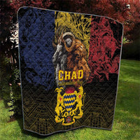Chad-themed throw quilt showing lion and goat artwork, CHAD emblem, blue yellow red split