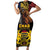 Chad Independence Day 1960 Short Sleeve Bodycon Dress Tchad Goat and Lion African Pattern - Wonder Print Shop