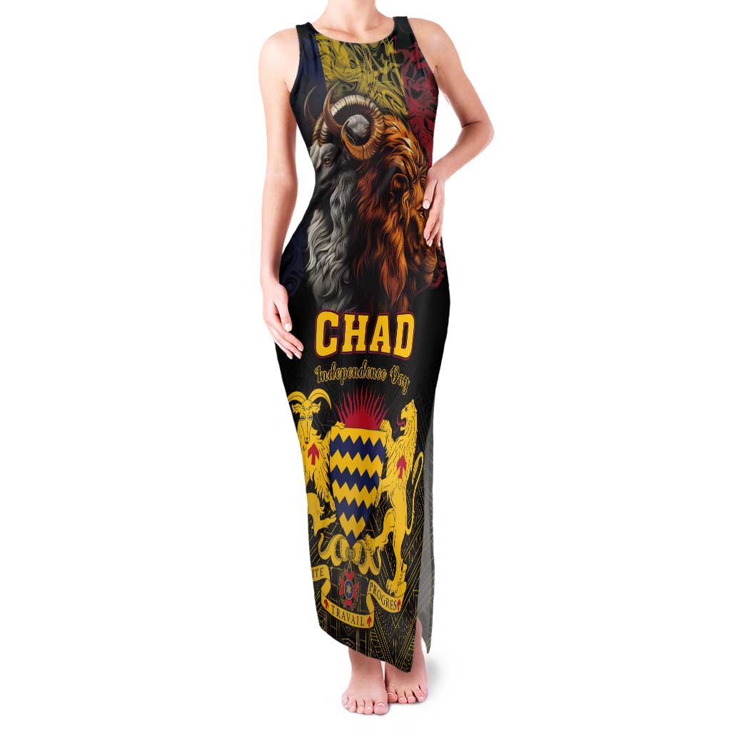 Chad Independence Day 1960 Tank Maxi Dress Tchad Goat and Lion African Pattern - Wonder Print Shop