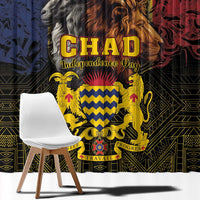 Chad-themed window curtain with large “CHAD Independence Day” graphic and lion emblem