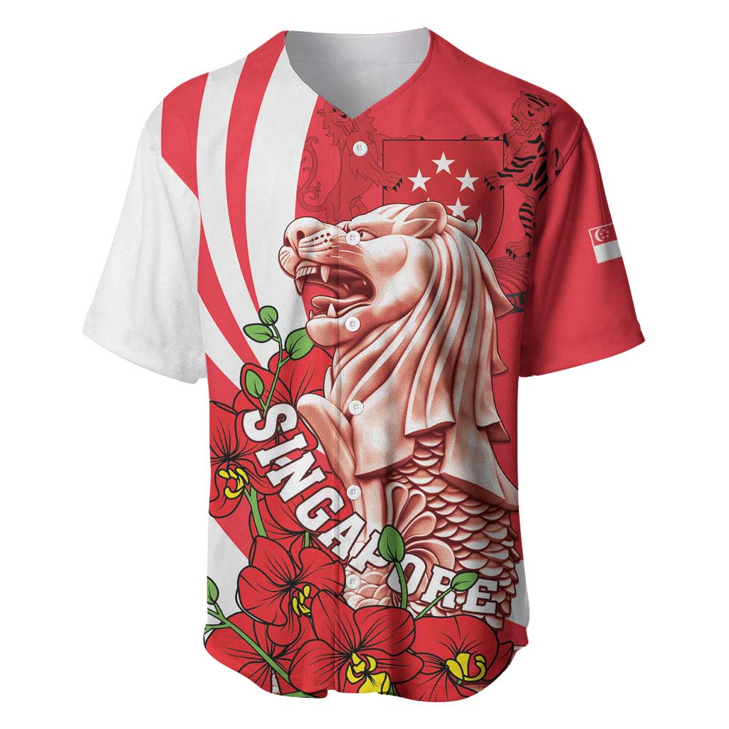 Singapore Baseball Jersey The Merlion With Red Orchid - Wonder Print Shop