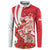 Singapore Button Sweatshirt The Merlion With Red Orchid - Wonder Print Shop