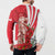 Singapore Button Sweatshirt The Merlion With Red Orchid - Wonder Print Shop