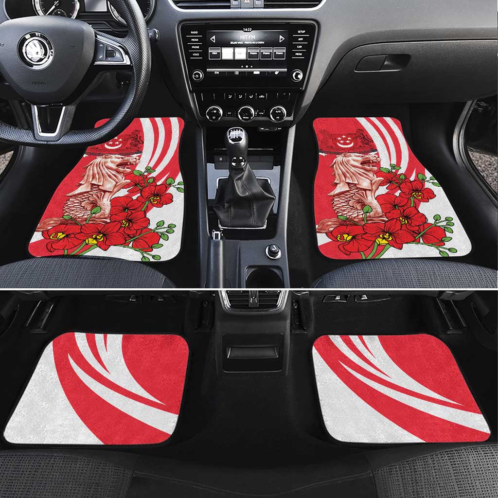 Singapore Car Mats The Merlion With Red Orchid - Wonder Print Shop