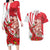 Singapore Couples Matching Long Sleeve Bodycon Dress and Hawaiian Shirt The Merlion With Red Orchid - Wonder Print Shop