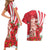 Singapore Couples Matching Short Sleeve Bodycon Dress and Hawaiian Shirt The Merlion With Red Orchid - Wonder Print Shop