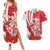 Singapore Couples Matching Summer Maxi Dress and Hawaiian Shirt The Merlion With Red Orchid - Wonder Print Shop