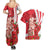 Singapore Couples Matching Summer Maxi Dress and Hawaiian Shirt The Merlion With Red Orchid - Wonder Print Shop