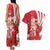 Singapore Couples Matching Tank Maxi Dress and Hawaiian Shirt The Merlion With Red Orchid - Wonder Print Shop