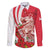 Singapore Family Matching Long Sleeve Bodycon Dress and Hawaiian Shirt The Merlion With Red Orchid - Wonder Print Shop