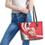 Singapore Leather Tote Bag The Merlion With Red Orchid - Wonder Print Shop