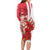 Singapore Long Sleeve Bodycon Dress The Merlion With Red Orchid - Wonder Print Shop