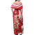 Singapore Off Shoulder Maxi Dress The Merlion With Red Orchid - Wonder Print Shop